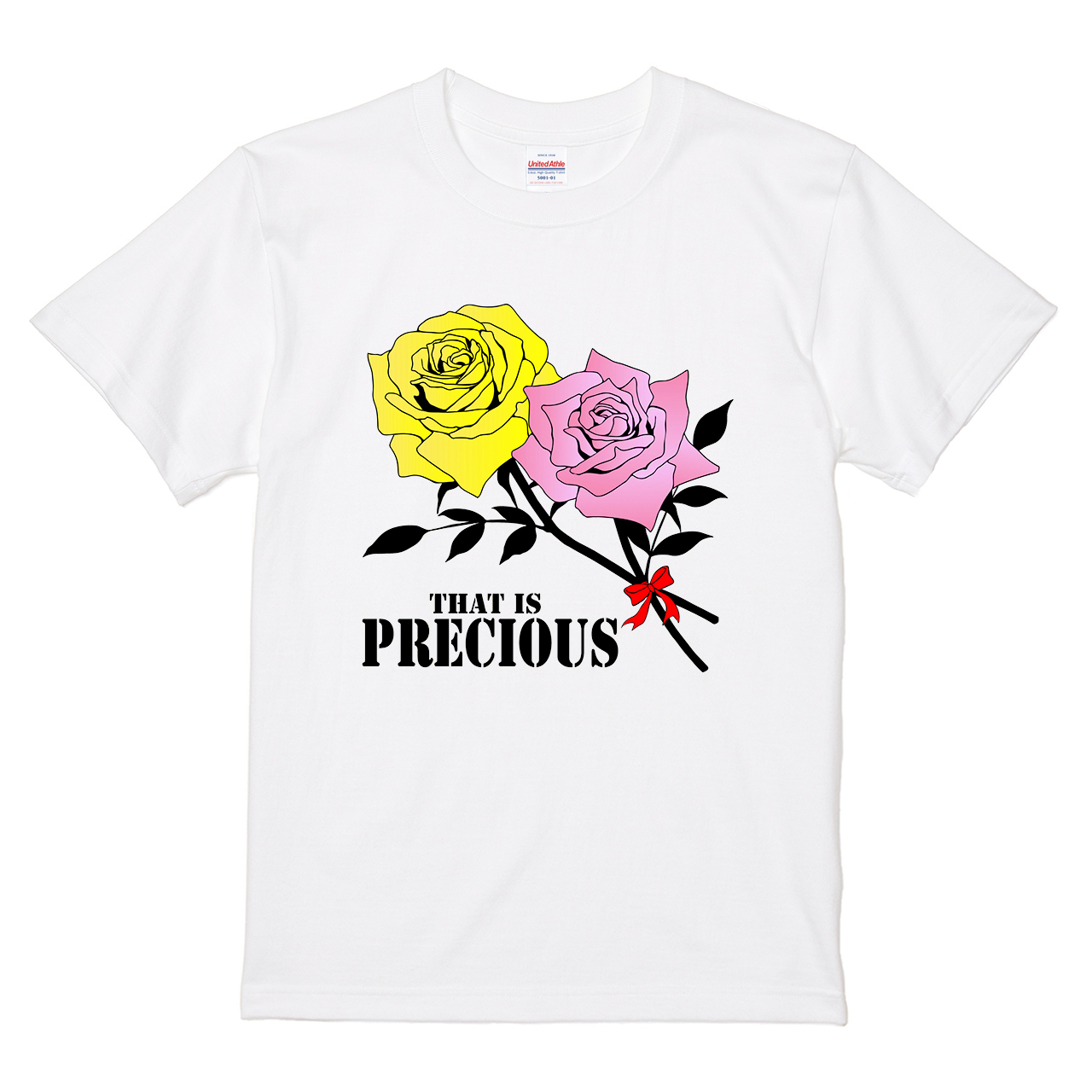 Tシャツ 【黄色とピンクのバラ プレシャスロゴ】 ヒカルデザインの通販 