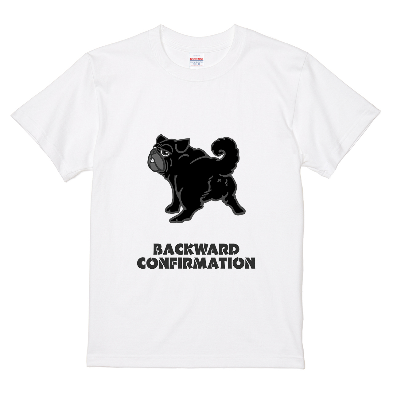 パグちゃんTシャツ柄確認用 風船パグ Tシャツ(ブルー)人間用 / HANAPECHA YA(はなペチャ家)