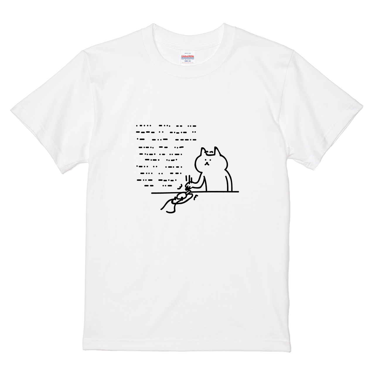 Tシャツ 【モールス信号を打つネコ】 オワリデザインの通販